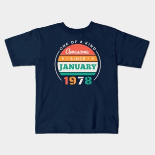 Retro Awesome Since January 1978 Birthday Vintage Bday 1978 Kids T-Shirt